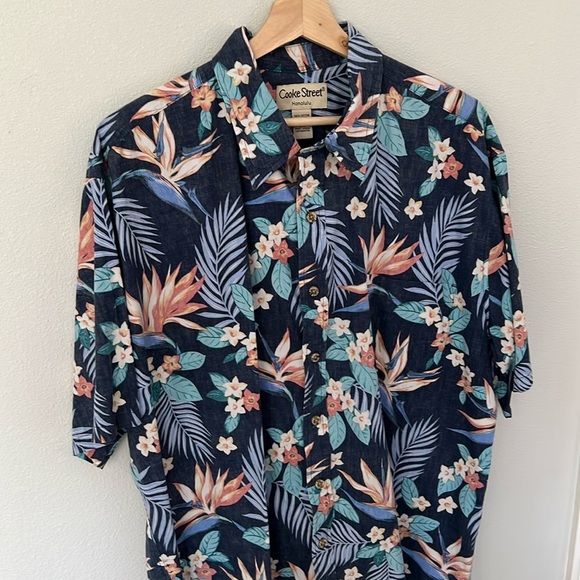 Cooke Street Honolulu Hawaiian Button Down Short Sleeve Shirt XL Cotton - Picture 1 of 9